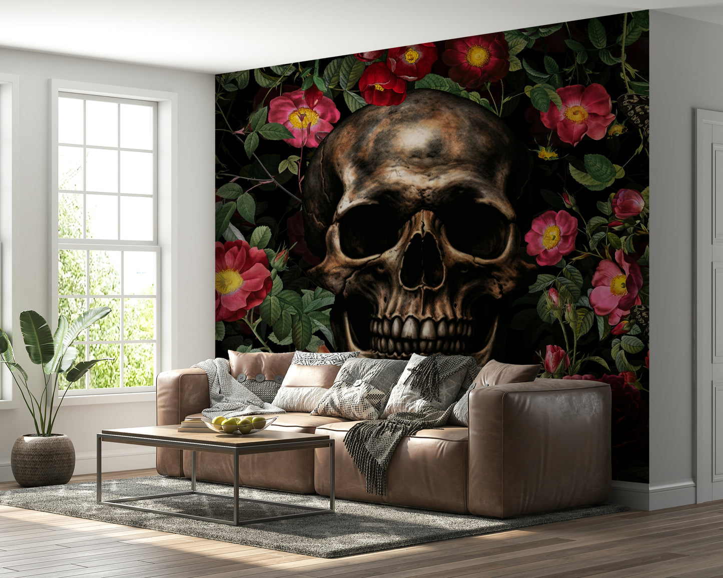 Deep rose wallpaper with artistic Memento Mori vibe

