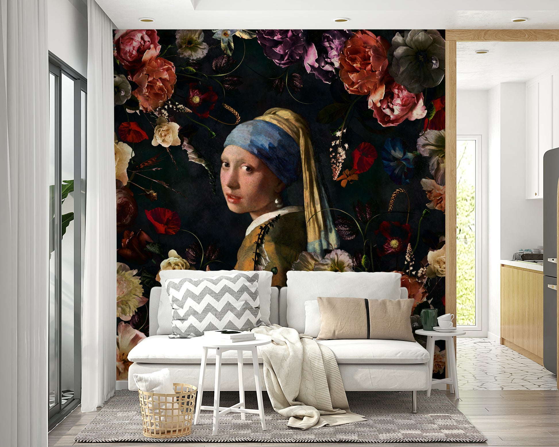 Iconic painting reimagined with botanical elements

