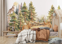 Serene enchanted forest mural for home decor.

