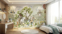 Fun and charming forest wall mural for children's room.

