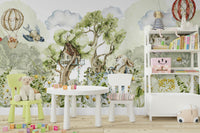 Enchanting forest animals wall design for children's space.

