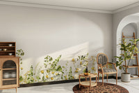 Summer Meadow Bloom mural with lush green plants

