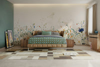 Elegant watercolor wildflower meadow wall mural

