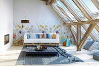 Nature-inspired wildflower mural for a stylish interior look.

