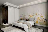 Colorful wildflower meadow wall mural for living room