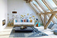 Pastel wildflower mural for peaceful home spaces