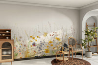 Watercolor wildflowers mural for a serene home feel