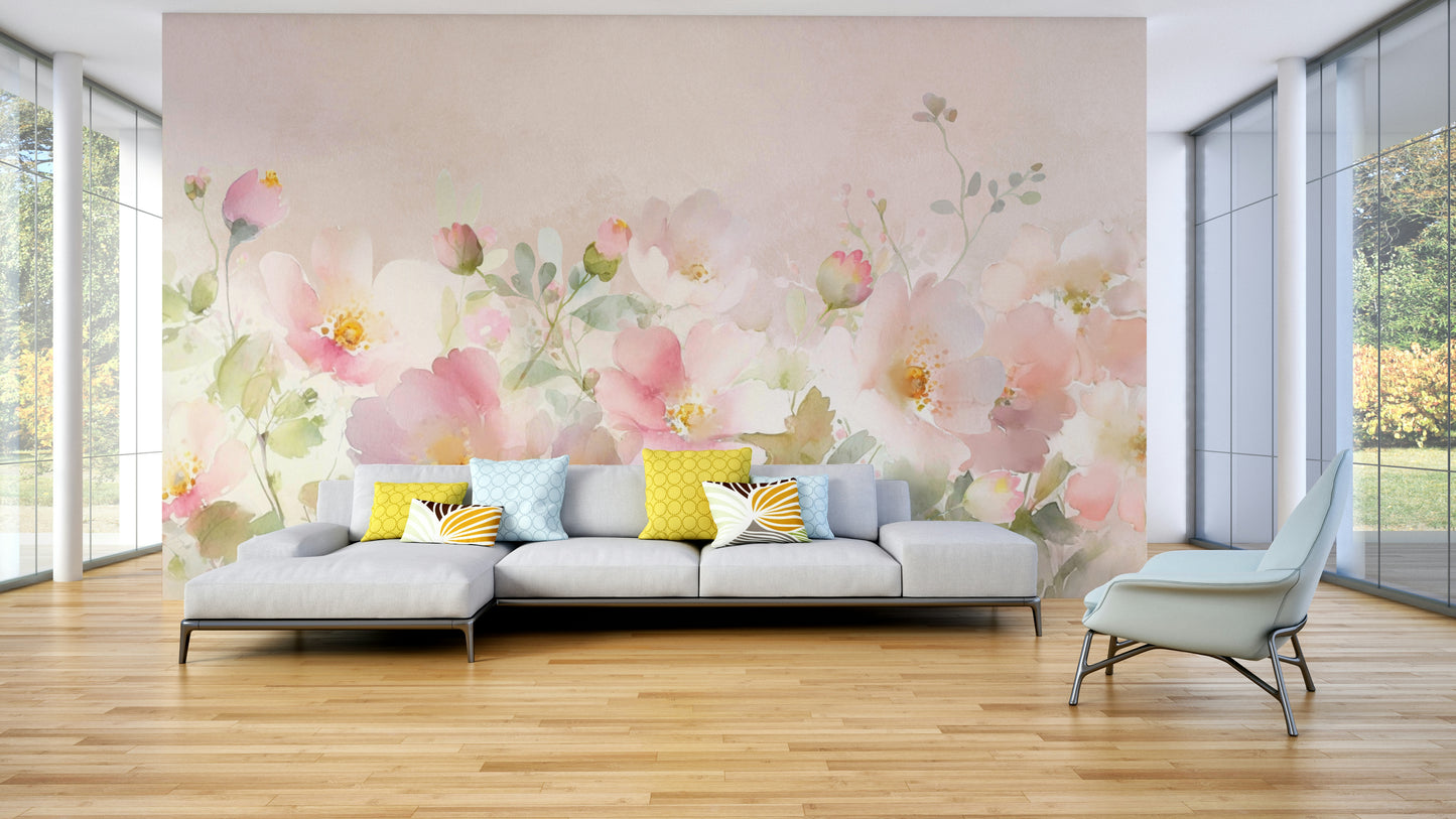 Serene rose garden mural for peaceful home decor.
