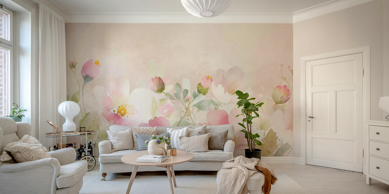 Romantic rose garden wall mural for serene spaces