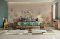 Romantic roses wall mural adding charm to interiors.