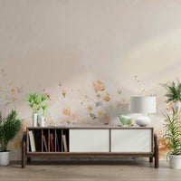 Beautiful watercolor floral wall art mural for living rooms.

