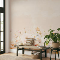 Watercolor floral mural for dreamy bedroom walls.

