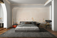 Elegant watercolor floral design on a wall mural.


