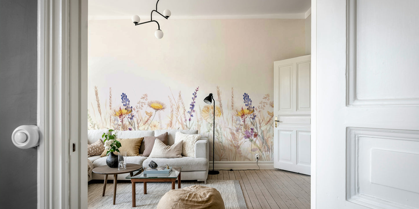 Beautiful wildflower wall mural perfect for living rooms.

