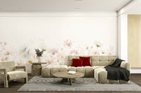 Hand-painted watercolor wildflowers mural on wall

