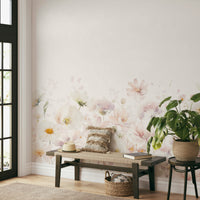 Dreamy wildflower wall mural in watercolor style

