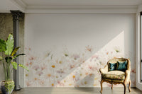 Watercolor wildflower mural for calming room vibe

