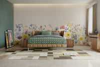 Large watercolor wildflower mural for calming nature-inspired decor

