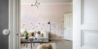 Blush blossom meadow wallpaper for bedroom walls

