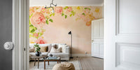 Soft peach roses wall mural in elegant design

