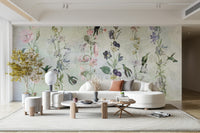 Calm garden wallpaper mural with detailed foliage

