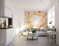 Abstract pastel landscape mural with soothing tones


