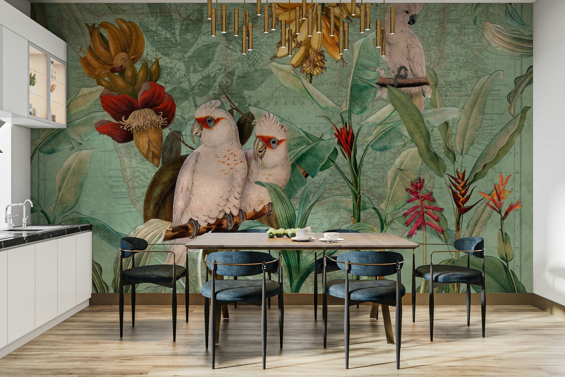 Vintage tropical voyage wall mural for living room

