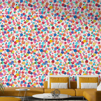 Hand-painted style multicolor polka dot wall design

