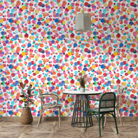 Bright watercolor polka dots wallpaper for rooms

