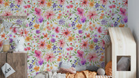 Fresh spring floral wallpaper showcasing dahlias in garden

