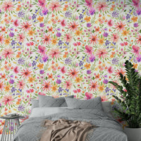 Spring garden wallpaper with vivid dahlia floral patterns

