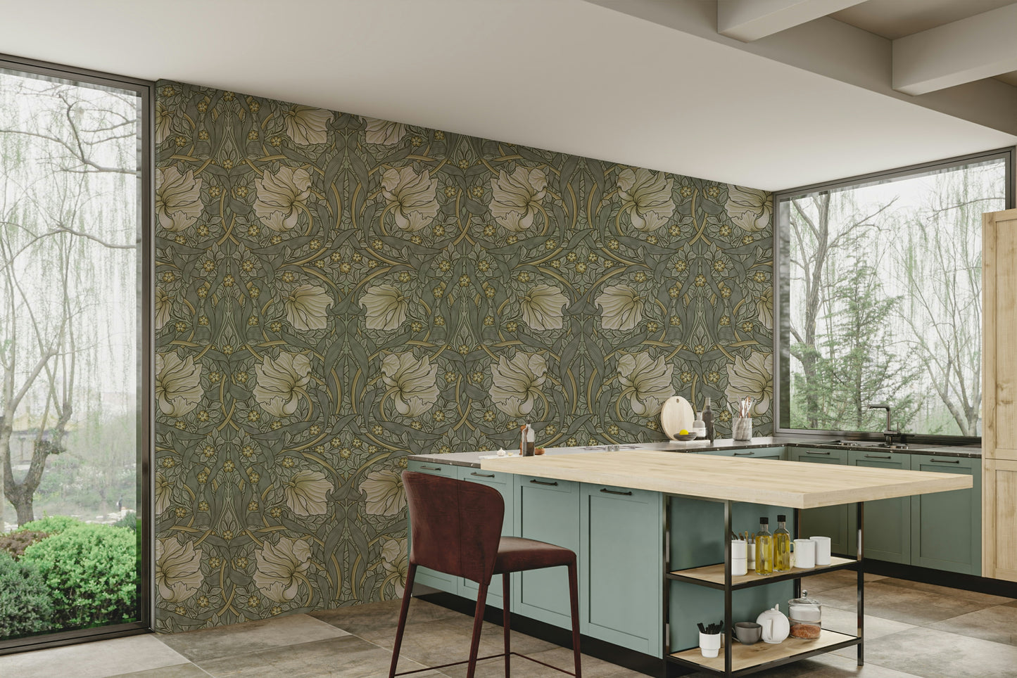 William Morris Pimpernel 1 wallpaper with floral design

