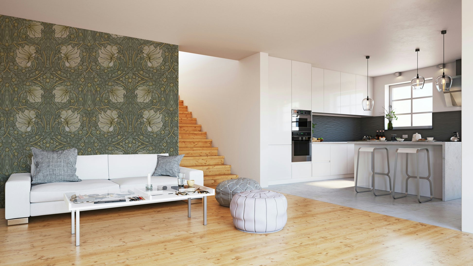 Close-up of William Morris Pimpernel 1 wallpaper pattern

