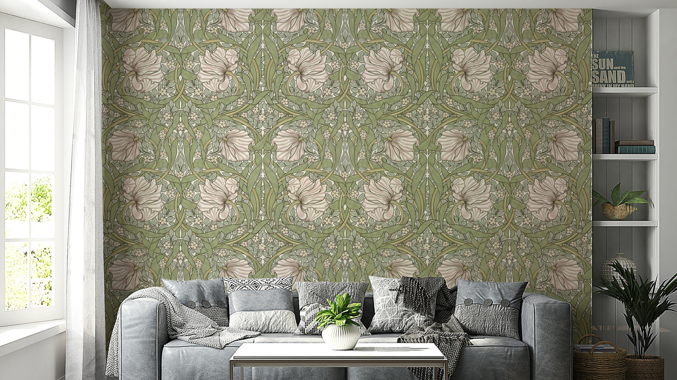 William Morris Pimpernel 5 wallpaper with floral pattern