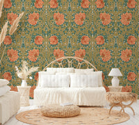 Botanical wallpaper Pimpernel 6 inspired by William Morris


