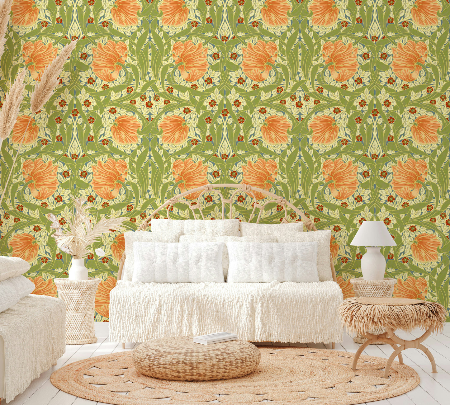 Detailed botanical wallpaper Pimpernel 11 by William Morris

