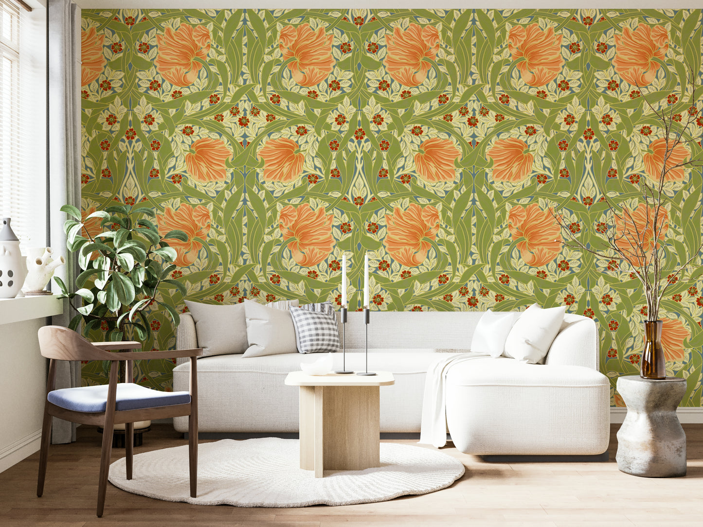 Intricate flower motifs on Pimpernel 11 wallpaper

