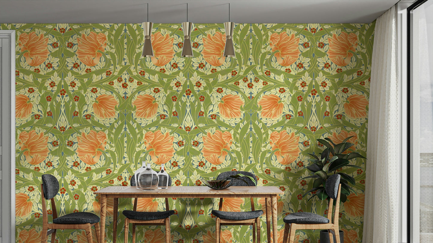 Pimpernel 11 wallpaper by William Morris with floral pattern

