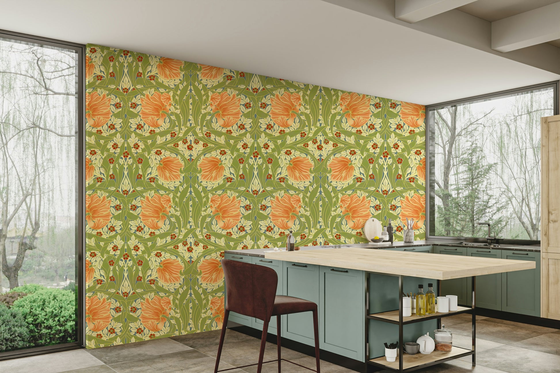 Traditional William Morris Pimpernel 11 wallpaper texture

