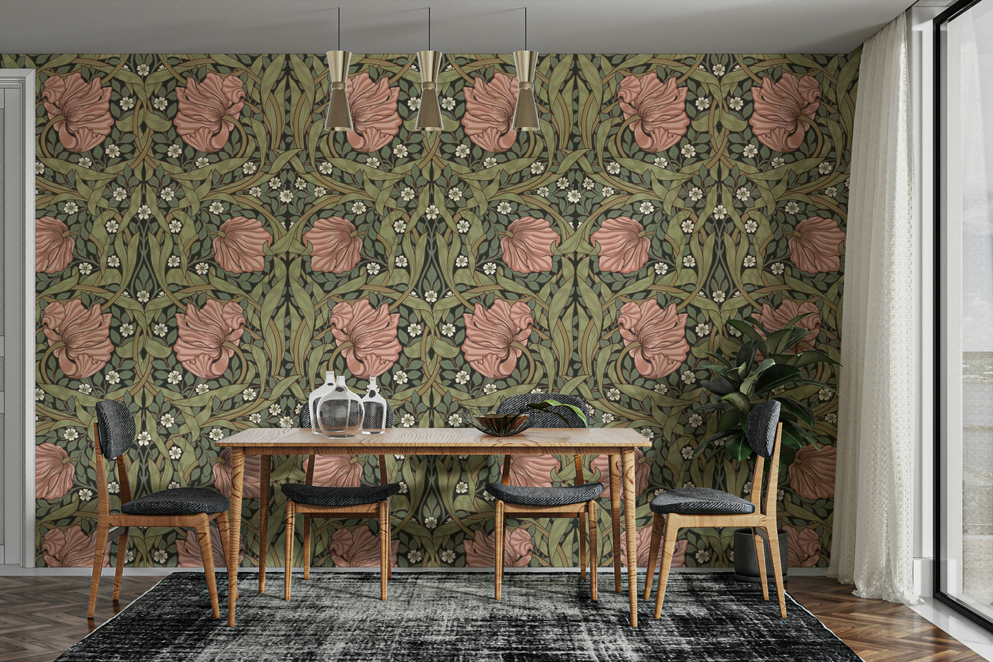 Decorative floral wallpaper Pimpernel 7 by William Morris

