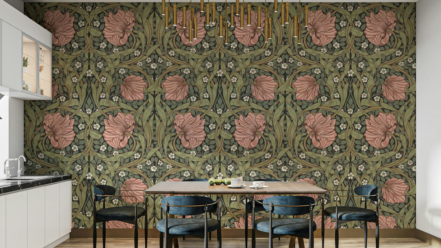 Classic Pimpernel 7 wallpaper by William Morris close-up

