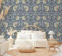 Close-up of William Morris Pimpernel 9 wallpaper texture

