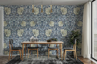 William Morris classic Pimpernel wallpaper in soft tones

