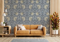 Elegant Pimpernel pattern wallpaper inspired by William Morris

