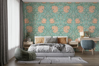 Decorative Pimpernel wallpaper pattern in muted tones

