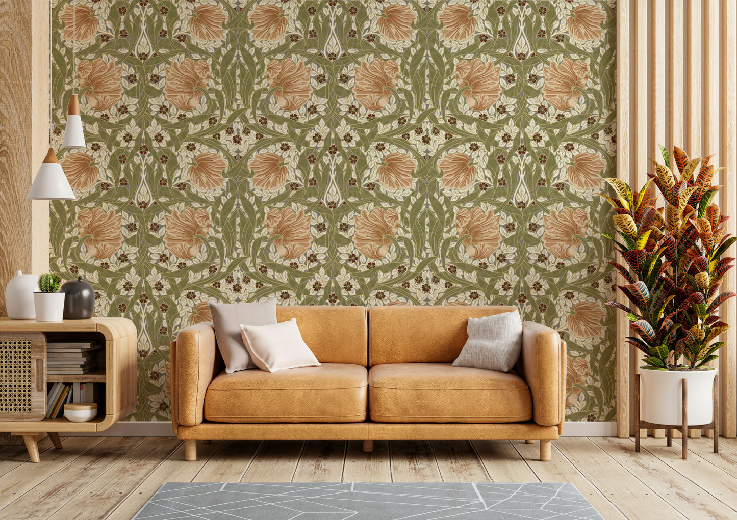 Intricate floral and leaf design on Pimpernel 12 wallpaper

