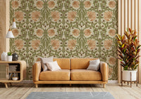 Intricate floral and leaf design on Pimpernel 12 wallpaper


