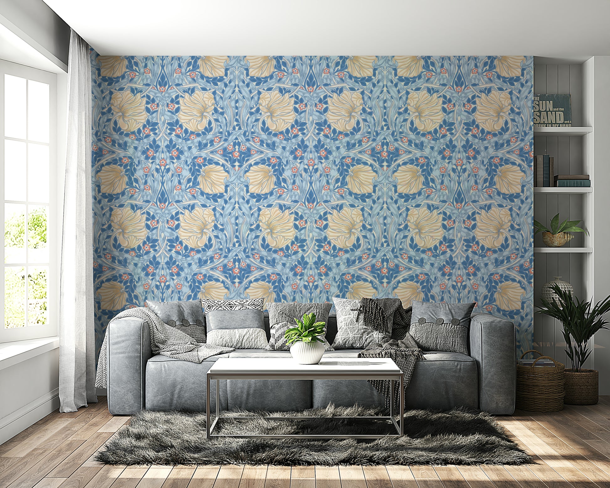 Wall covered with Pimpernel 13 wallpaper by William Morris

