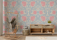 Detailed close-up of Pimpernel William Morris wallpaper

