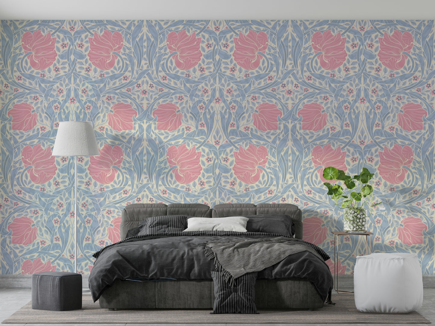 Pimpernel wallpaper featuring intricate leaf and flower motifs

